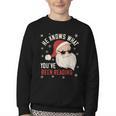 He Knows What You'Ve Been Reading Book Lover Women Santa Youth Crewneck Sweatshirt He Knows What You'Ve Been Reading Book Lover Women Santa Youth Crewneck Sweatshirt