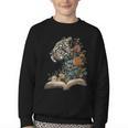 Leopard Book Flower Youth Crewneck Sweatshirt