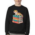 Leopard Gecko Book Lover Reading Youth Crewneck Sweatshirt