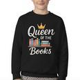 Librarian Queen Of The Books Book Reading Library Youth Crewneck Sweatshirt