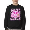 Library Book Fair Queen Vibe Groovy Tie Dye School Reading Youth Crewneck Sweatshirt
