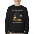 Life Is Better With Cats And Books Cute Cat Lover For Men Women Kids Youth Crewneck Sweatshirt Life Is Better With Cats And Books Cute Cat Lover For Men Women Kids Youth Crewneck Sweatshirt