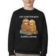 Life Is Better With Sloths And Books Cute Sloth Lover Youth Crewneck Sweatshirt Life Is Better With Sloths And Books Cute Sloth Lover Youth Crewneck Sweatshirt