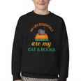 My Life Essentials Are Cat And Books Youth Crewneck Sweatshirt My Life Essentials Are Cat And Books Youth Crewneck Sweatshirt