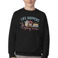 Life Happens Reading Helps Loves To Read Books Cats Youth Crewneck Sweatshirt