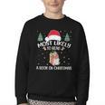 Most Likely To Read A Book On Christmas Love Reading Books Youth Crewneck Sweatshirt