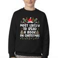 Most Likely To Read A Book On Christmas Matching Family Youth Crewneck Sweatshirt