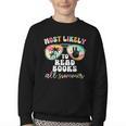 Most Likely To Read Books All Summer Teacher Student Youth Crewneck Sweatshirt