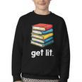 Get Lit With Books Youth Crewneck Sweatshirt Get Lit With Books Youth Crewneck Sweatshirt
