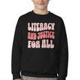 Literacy And Justice For All Book Lover Youth Crewneck Sweatshirt