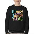 Literacy And Justice For All Protect Banned Books Library Youth Crewneck Sweatshirt Literacy And Justice For All Protect Banned Books Library Youth Crewneck Sweatshirt