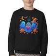 Little Ghost Coffee Tee Spooky Season Ghost Reading Book Youth Crewneck Sweatshirt