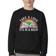 Take a Look It's In a Book Reading Vintage Retro Rainbow Youth Crewneck Sweatshirt