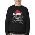 Matching Christmas PJS Most Likely To Read A Book Youth Crewneck Sweatshirt