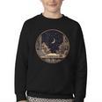 Moon Book Bookshelf Library Coffee Cup Star Stars Pattern Youth Crewneck Sweatshirt