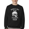 Morally Grey Is My Favorite Color Bookish Skull Youth Crewneck Sweatshirt