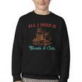 All I Need Is Books & Cats Cozy Youth Crewneck Sweatshirt