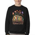 A New Chapter Begins Retired 2025 Books Flowers Youth Crewneck Sweatshirt
