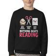 Nothing Beats Reading Rock Paper Scissors Book Lover Library Youth Crewneck Sweatshirt
