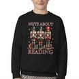 Nuts About Reading Nutcracker Reading Book Lover Christmas Youth Crewneck Sweatshirt