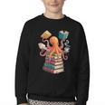 Octopus Book Reading Book Reader Ocean Octopus Youth Crewneck Sweatshirt