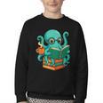 Octopus Reading Book Reading Bookworm Reader Youth Crewneck Sweatshirt