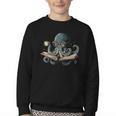 Octopus Reading Book Coffee Book Lover Bookworm Nerd Youth Crewneck Sweatshirt