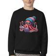 Octopus Reading Book Kraken Book Lover Youth Crewneck Sweatshirt