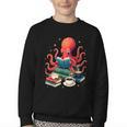 Octopus Reading Books Tea Coffee Youth Crewneck Sweatshirt