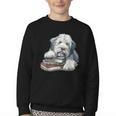 Old English Sheepdog Books Reading Dog Breed Graphic Youth Crewneck Sweatshirt