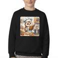 Owl Learning To Cook With Cookbook Chef Apron Stove Cooking Youth Crewneck Sweatshirt Owl Learning To Cook With Cookbook Chef Apron Stove Cooking Youth Crewneck Sweatshirt