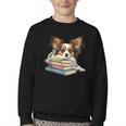 Papillon Books Reading Dog Breed Graphic For Men Women Kids Youth Crewneck Sweatshirt Papillon Books Reading Dog Breed Graphic For Men Women Kids Youth Crewneck Sweatshirt