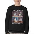 Penguin Love Reading And Penguins Child Book Lover Youth Crewneck Sweatshirt Penguin Love Reading And Penguins Child Book Lover Youth Crewneck Sweatshirt