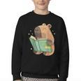 Pet Capybara Is Reading Library Capy Word Book Day Teacher Men Women Kids Youth Crewneck Sweatshirt