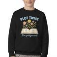 Plot Twist I'm Pregnant Literary Pregnancy Announcement Book Youth Crewneck Sweatshirt