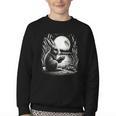 Rabbit Reading Book Full Moon Lake Scenery Youth Crewneck Sweatshirt