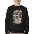 Raccoon Books Reading Flowers Youth Crewneck Sweatshirt