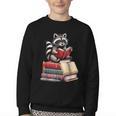 Raccoon Reading Books Matching Bookworm Readers Librarian Youth Crewneck Sweatshirt Raccoon Reading Books Matching Bookworm Readers Librarian Youth Crewneck Sweatshirt