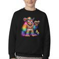 Rainbow Pride Bigfoot Reading Book With Heart Glasses Youth Crewneck Sweatshirt Rainbow Pride Bigfoot Reading Book With Heart Glasses Youth Crewneck Sweatshirt