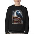 Raven On A Stack Of Books Wisdom Of Odin Youth Crewneck Sweatshirt