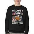 Well Read & Slightly Feral Raccoon Book Lover Graphic Youth Crewneck Sweatshirt