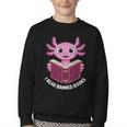 I Read Banned Books Axolotl Reading Youth Crewneck Sweatshirt I Read Banned Books Axolotl Reading Youth Crewneck Sweatshirt