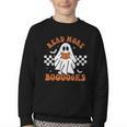 Read More Books Cute Ghost Reading Book Teacher Halloween Youth Crewneck Sweatshirt