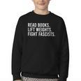 Read Books Lift Weights Fight Fascists Reading Activism Youth Crewneck Sweatshirt