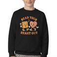 Read Your Heart Out Teacher Valentines Reading Book Love Youth Crewneck Sweatshirt