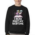 I Read Past My Bedtime Reading Unicorn Book Lover Youth Crewneck Sweatshirt