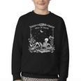 Read In Peace Skeleton Reading Book Halloween Bookish Youth Crewneck Sweatshirt