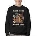 Read More Worry Less Book Lovers Motivational Quote Bookish Youth Crewneck Sweatshirt Read More Worry Less Book Lovers Motivational Quote Bookish Youth Crewneck Sweatshirt