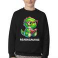 Readasaurus Reading Dinosaur Book Reader Bookworm Youth Crewneck Sweatshirt