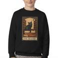 The Reader Cat Book Reading Halloween Tarot Card Youth Crewneck Sweatshirt